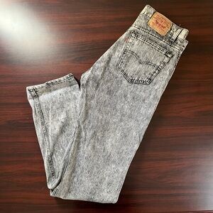 Vintage Acid Washed Levi’s 505 Black Button Fly 80s Grunge Made In USA 36x36